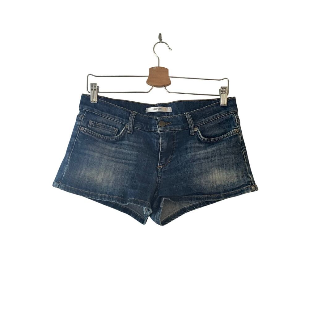 Joe's Jeans Women's Denim Shorts Size 28 Dark Wash Whiskered 5-Pocket Stretch